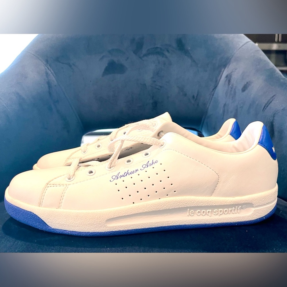 LE COQ SPORTIF Arthur Ashe tennis shoes. White w/blue sole, Brand new, Size 12.